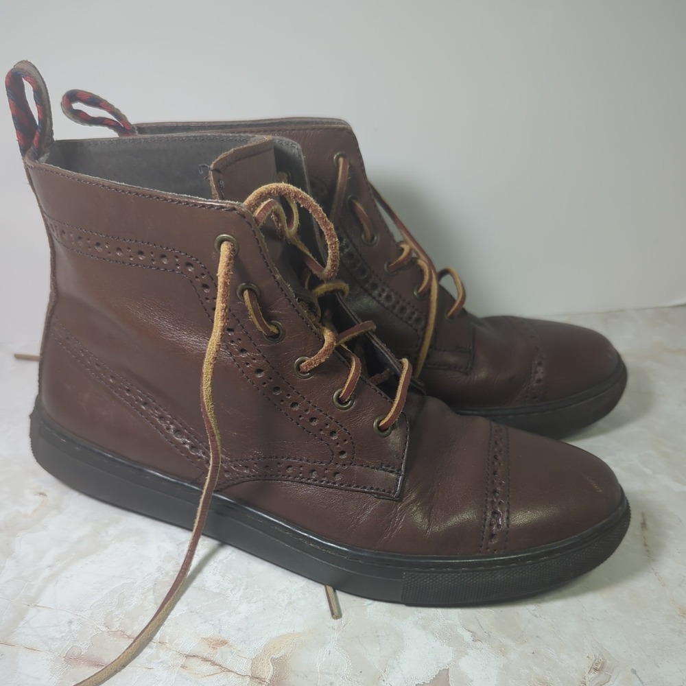 Polo Ralph Lauren Brown Leather Boots Jarrod Mid Boots Cap toe Sz 8.5D‎  womens